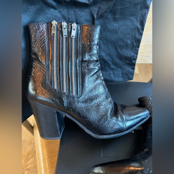 Yves Saint Laurent Black Ankle Boots, Size 37 - Picture 6 of 14